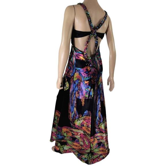 Hailey Logan By Adrianna Papell Abstract Multicolor Maxi Dress Size 3/4 Formal - Picture 9 of 13